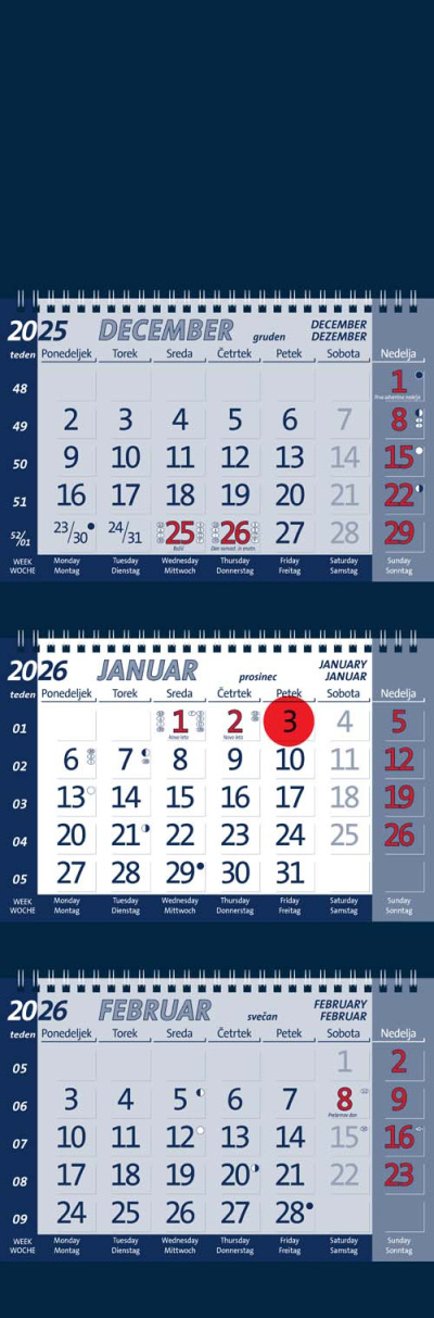 Tridelni poslovni koledar