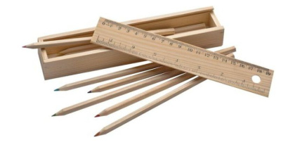 Komplet za risanje, lesena škatla z 8 barvnimi svinčniki