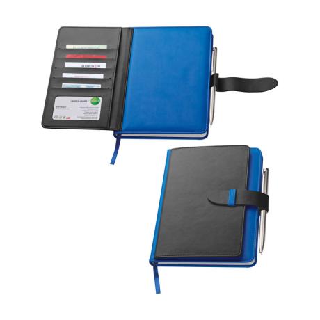 A5 beležka s predali za vizitke in držalom za pisalo